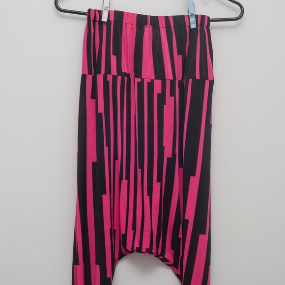 Unisex Pink Stripe Harem Pants - Picture 3 of 4